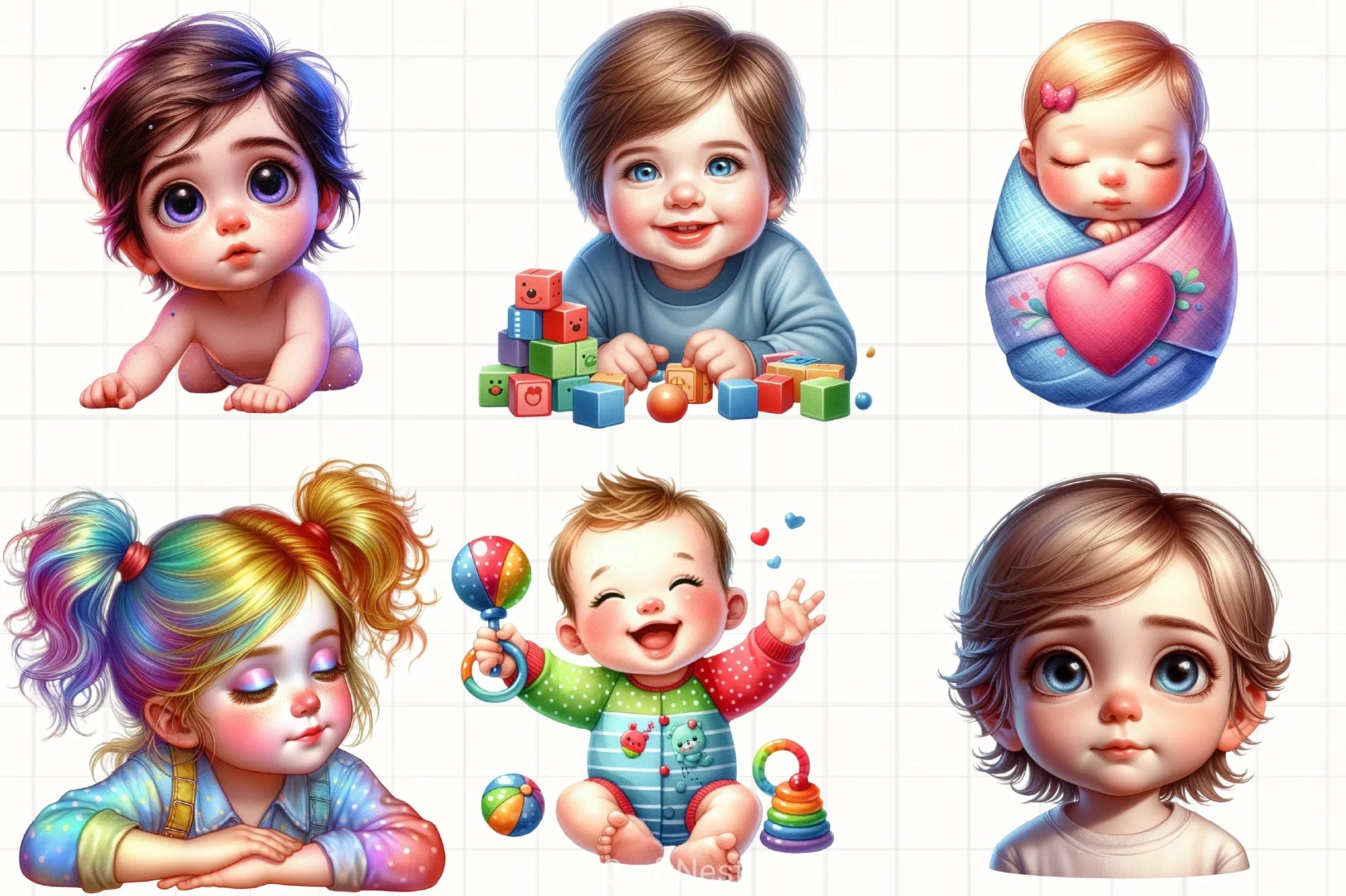 Cute Baby Clipart Bundle - CraftNest - Digital Crafting and Art