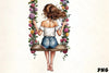 Girl on Swing Clipart Bundle