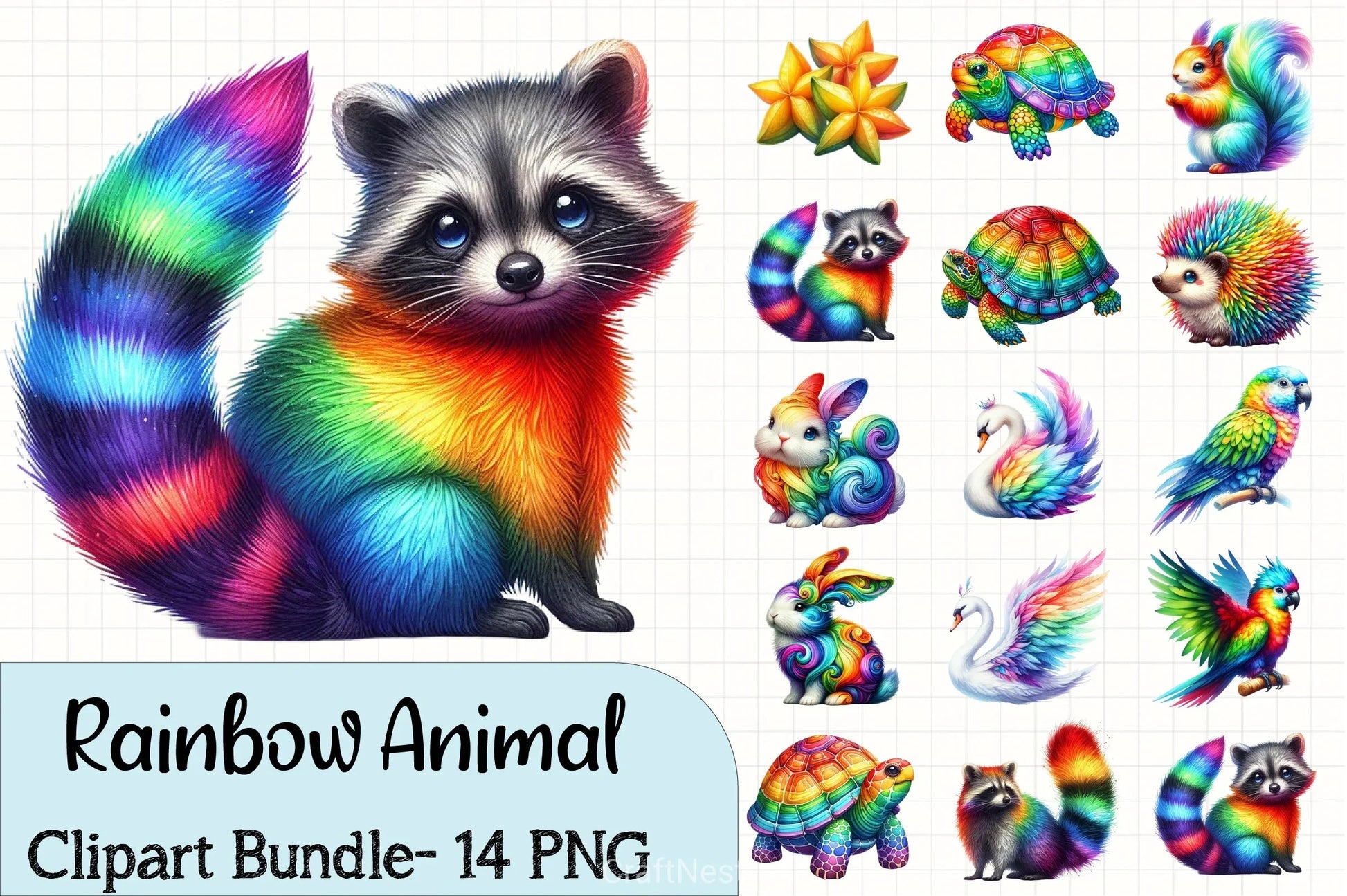 Rainbow Painted Animal Clipart Bundle - CraftNest - Digital Crafting and Art