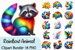 Rainbow Painted Animal Clipart Bundle - CraftNest - Digital Crafting and Art