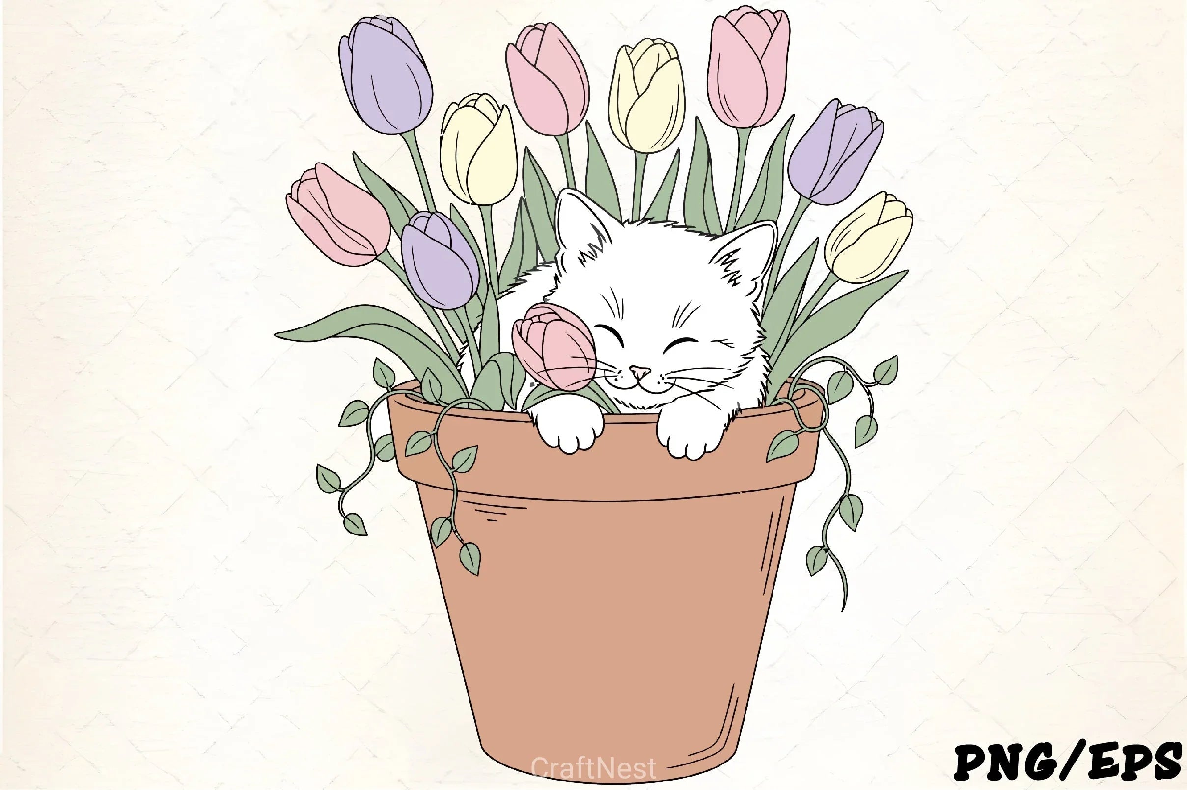 Adorable Kitten in Flower Pot Clipart Bundle - CraftNest - Digital Crafting and Art