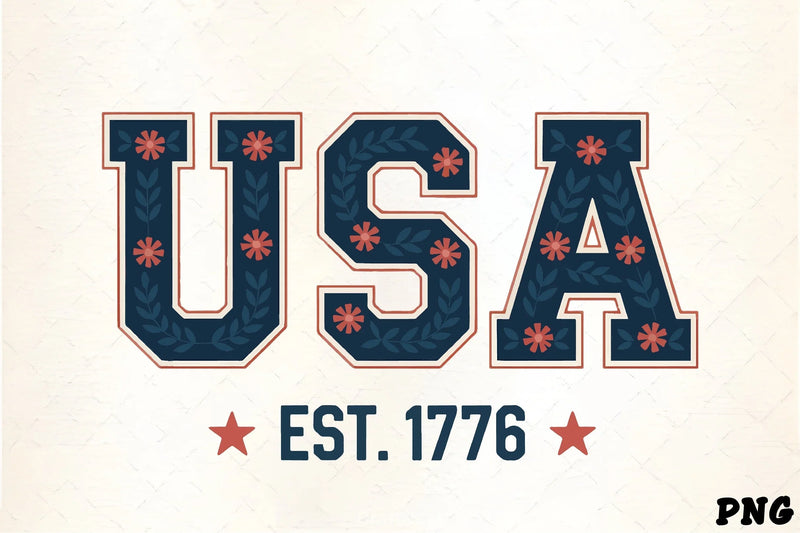 USA Floral Design Patriotic Tee Clipart Bundle - CraftNest - Digital Crafting and Art