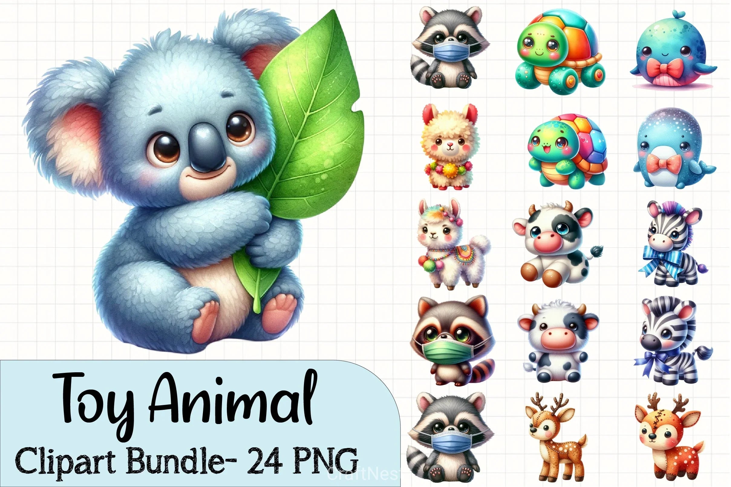 Cute Toy Animals Clipart Bundle - CraftNest - Digital Crafting and Art