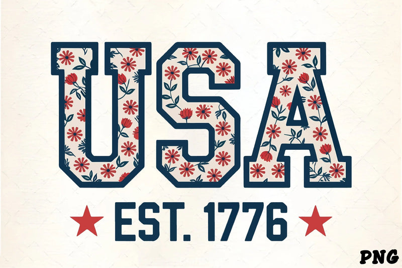 USA Floral Design Patriotic Flag Clipart Bundle - CraftNest - Digital Crafting and Art