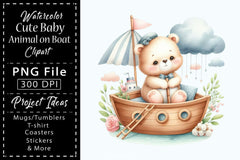 Cute Baby Animals Boat Clipart Bundle 20 - CraftNest - Digital Crafting and Art