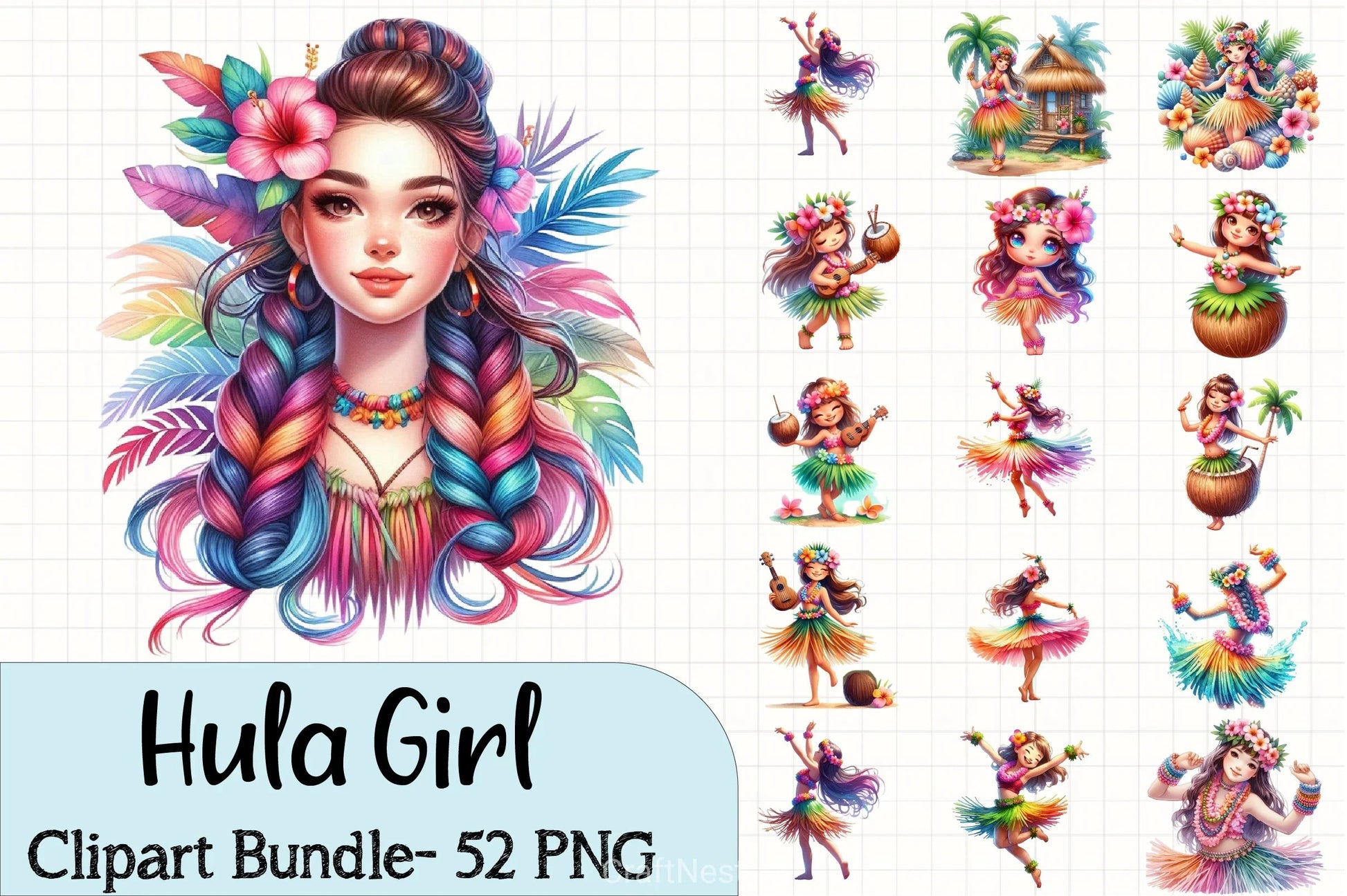 Hula Girl Clipart Bundle 2 - CraftNest - Digital Crafting and Art