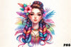Rainbow Hair Girl Fantasy Art Clipart Bundle