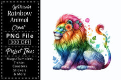 Rainbow Animals Clipart Bundle 6 - CraftNest - Digital Crafting and Art