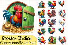 Rooster Chicken Clipart Bundle - CraftNest - Digital Crafting and Art
