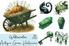 Antique Green Halloween Clipart Set
