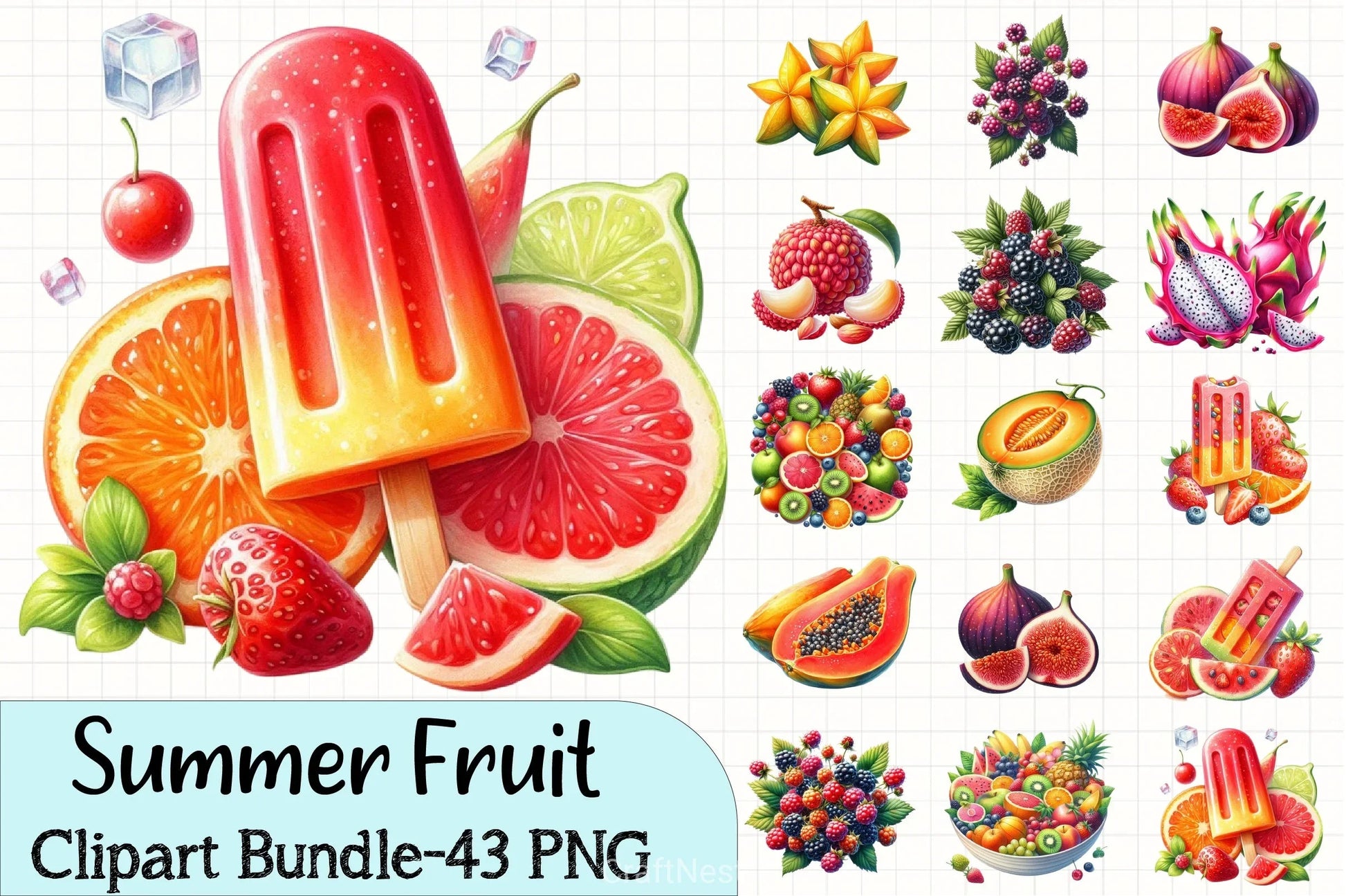 Summer Fruit Clipart Bundle - CraftNest - Digital Crafting and Art
