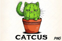 Catcus Funny Cactus Cat Clipart Bundle - CraftNest - Digital Crafting and Art