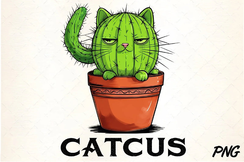 Catcus Funny Cactus Cat Clipart Bundle - CraftNest - Digital Crafting and Art