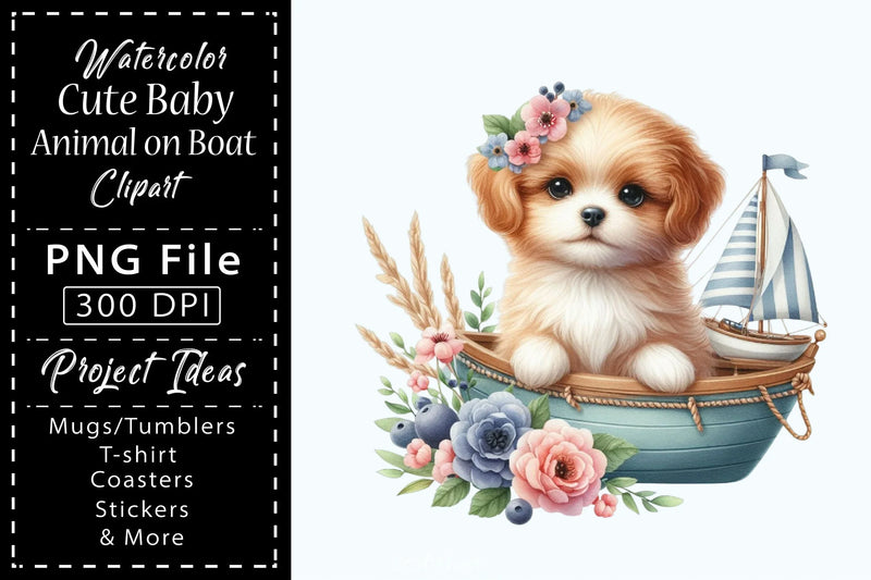 Cute Baby Animals Boat Clipart Bundle 22 - CraftNest - Digital Crafting and Art