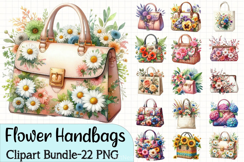 Flower Handbags Clipart Bundle - CraftNest - Digital Crafting and Art