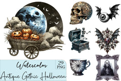 Antique Gothic Halloween Clipart Bundle - CraftNest - Digital Crafting and Art