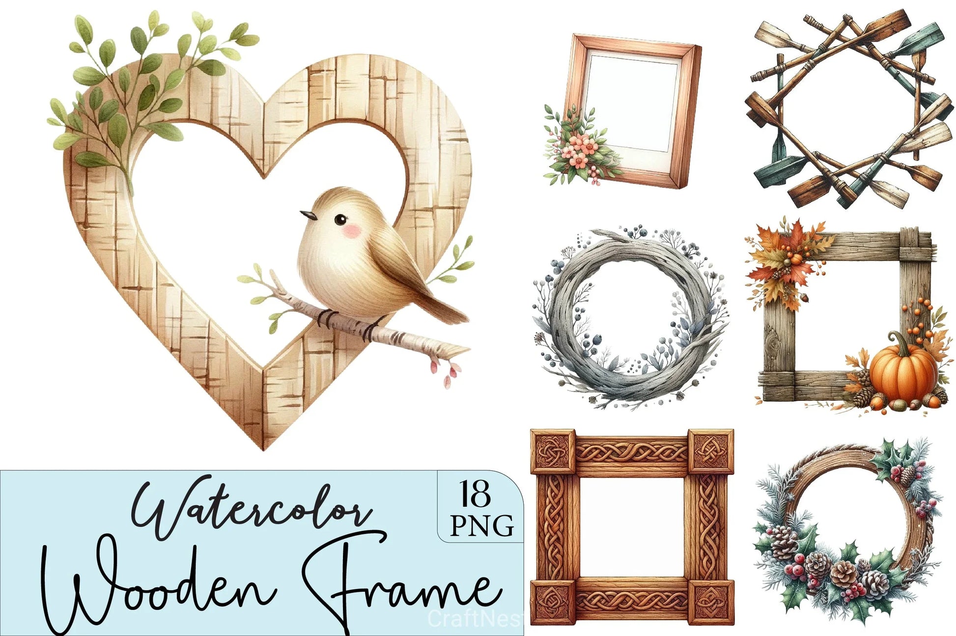 Wooden Frame Clipart Bundle - CraftNest - Digital Crafting and Art