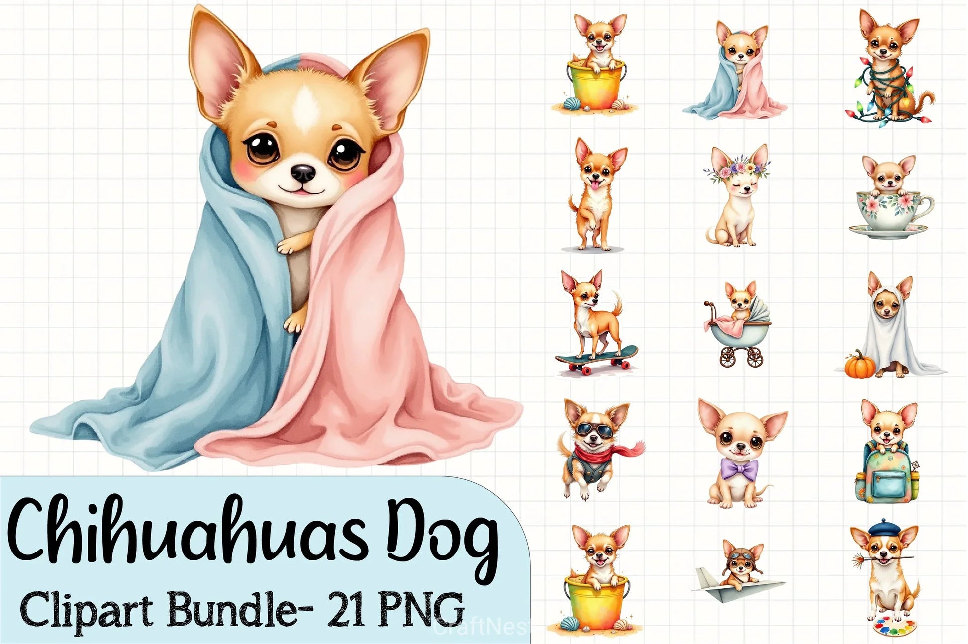 Chihuahuas Clipart Bundle - CraftNest - Digital Crafting and Art