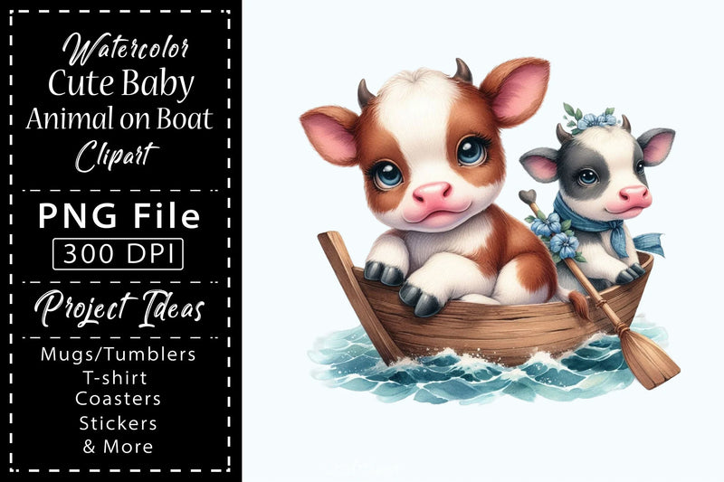 Cute Baby Animals Boat Clipart Bundle 17 - CraftNest - Digital Crafting and Art