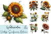 Vintage Sunflowers Autumn Clipart Bundle