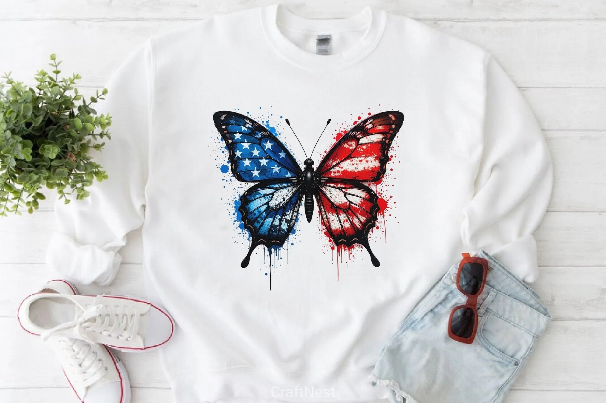 American Flag Butterfly Clipart Bundle - CraftNest - Digital Crafting and Art