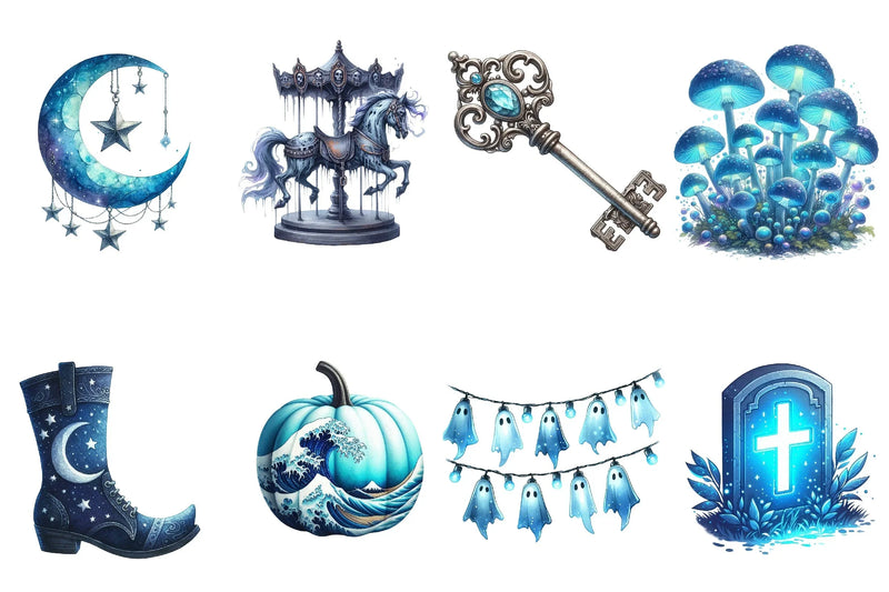 Blue Halloween Clipart Bundle 3 - CraftNest - Digital Crafting and Art