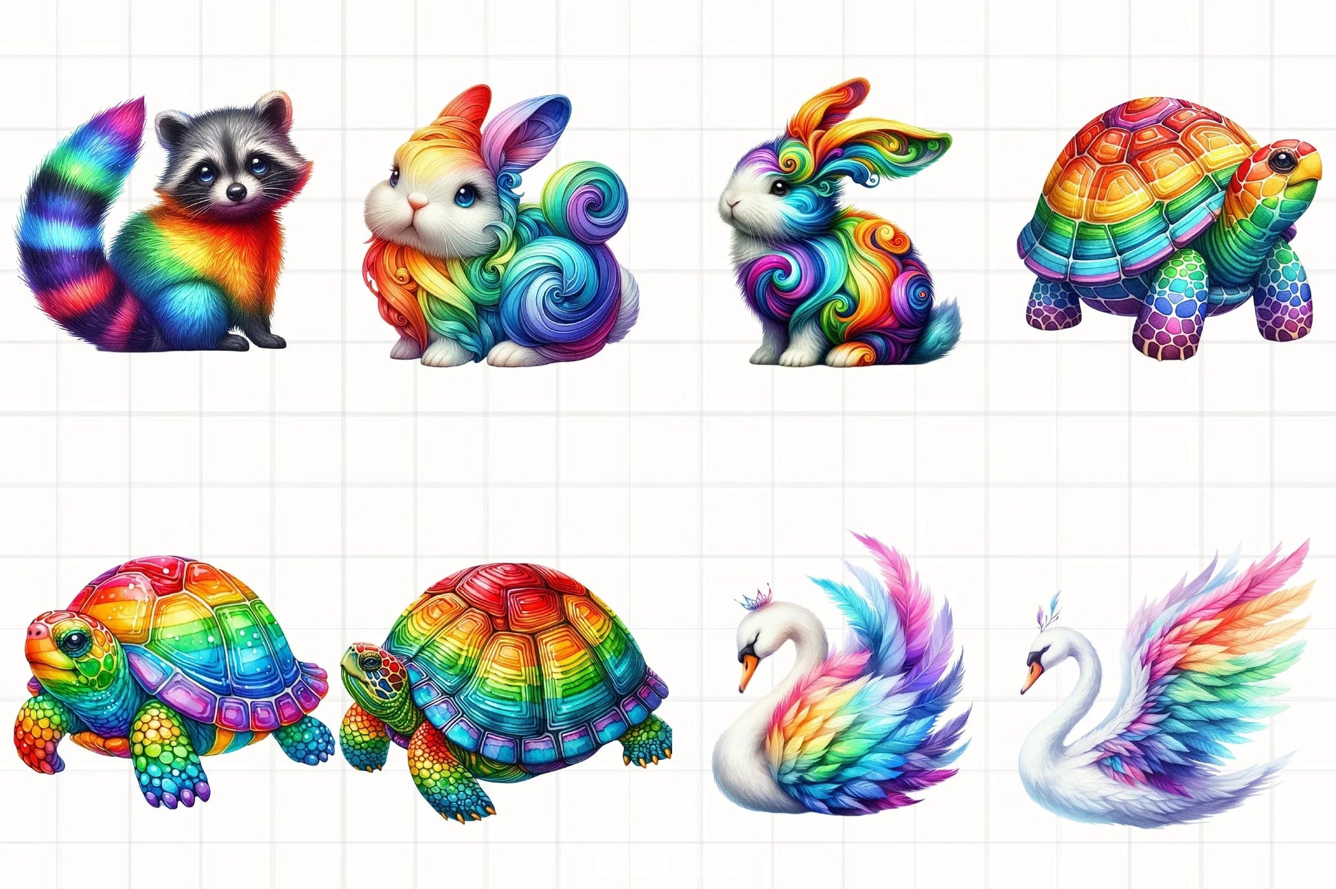 Rainbow Painted Animal Clipart Bundle - CraftNest - Digital Crafting and Art