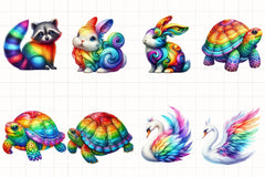 Rainbow Painted Animal Clipart Bundle - CraftNest - Digital Crafting and Art