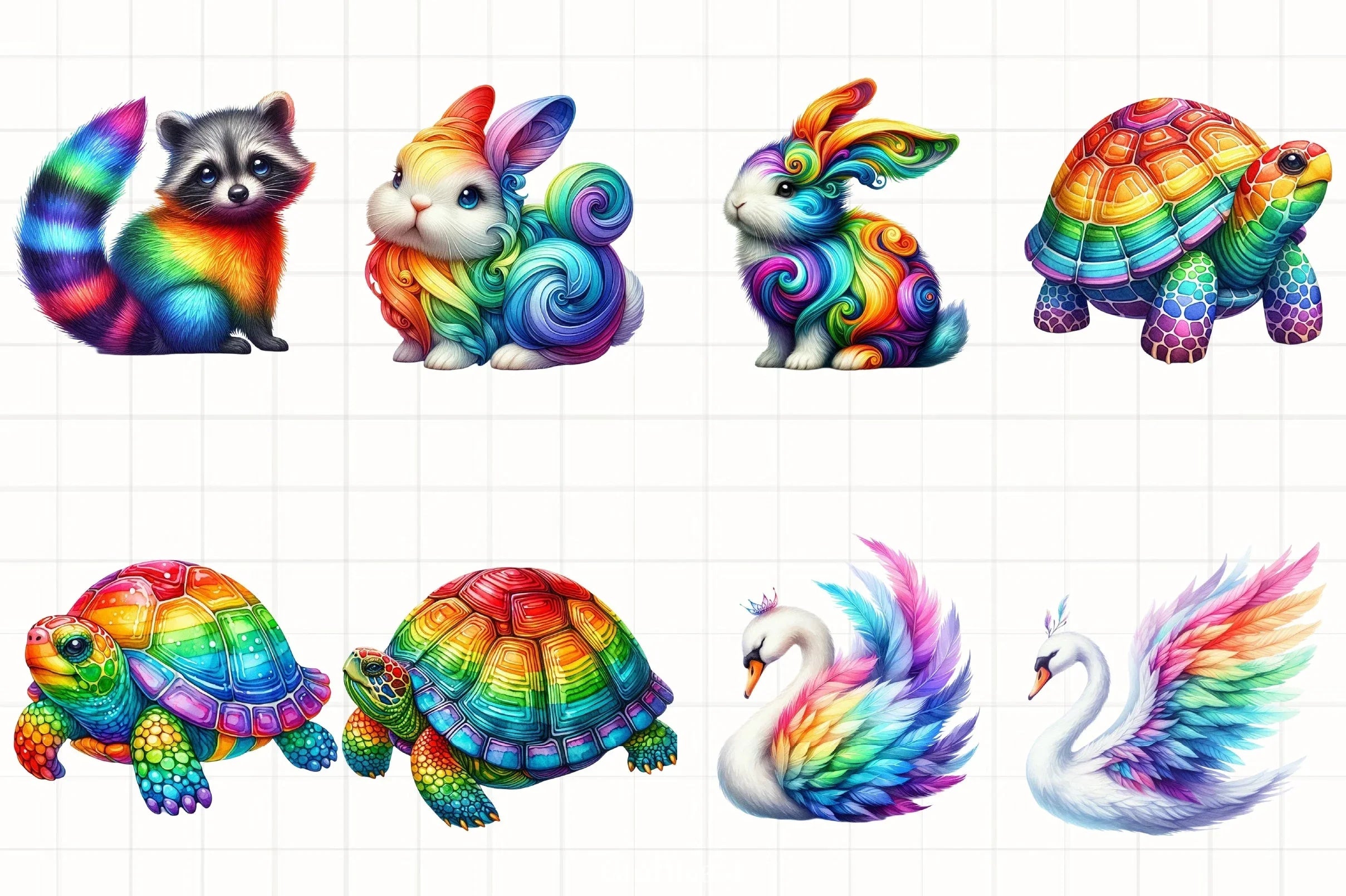 Rainbow Painted Animal Clipart Bundle - CraftNest - Digital Crafting and Art
