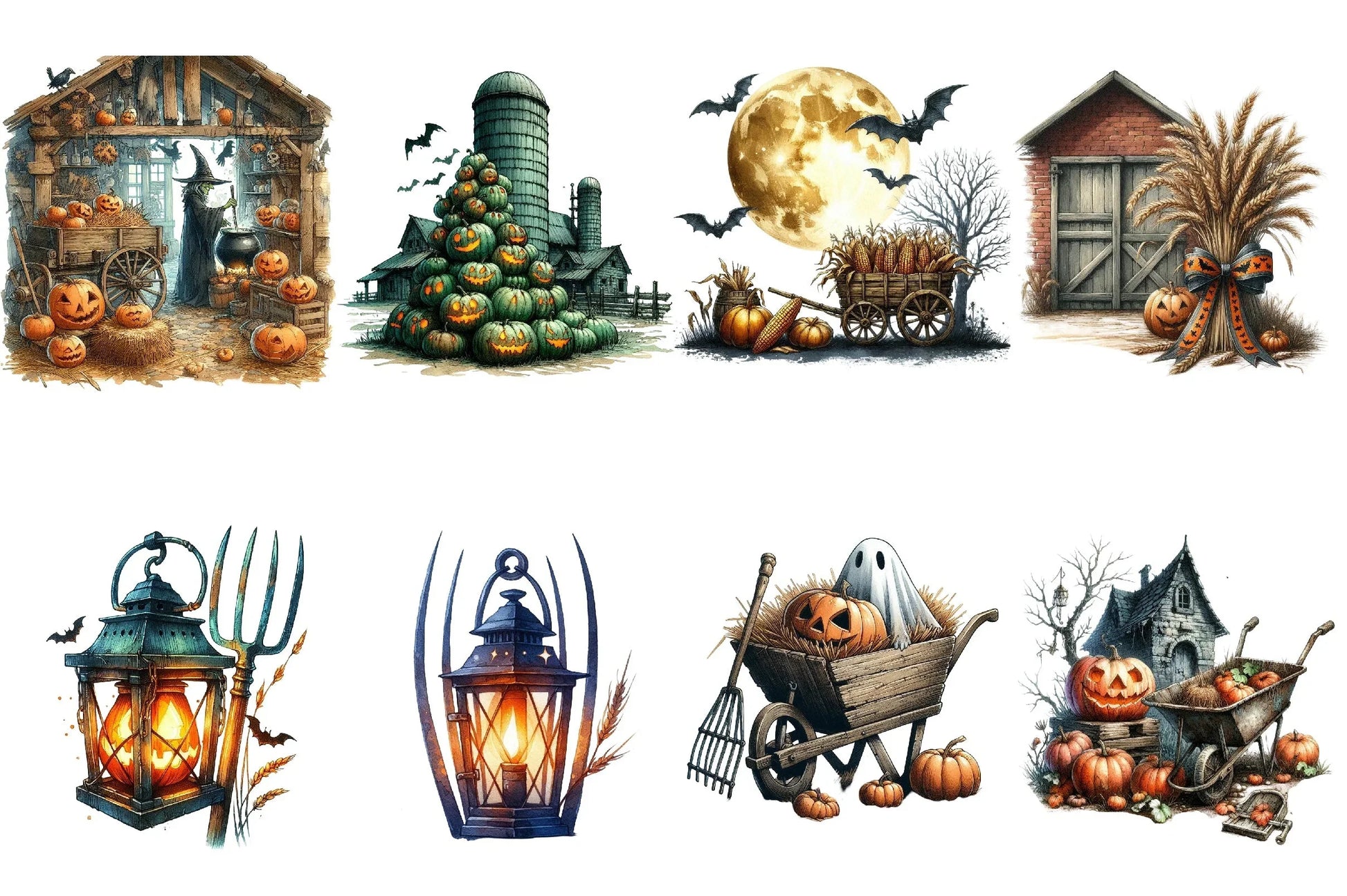 Antique Farming Halloween Clipart Bundle - CraftNest - Digital Crafting and Art