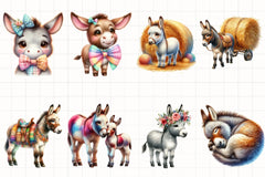 Farm Donkey Clipart Bundle - CraftNest - Digital Crafting and Art