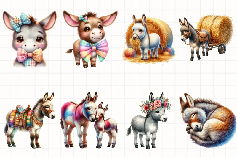 Farm Donkey Clipart Bundle - CraftNest - Digital Crafting and Art