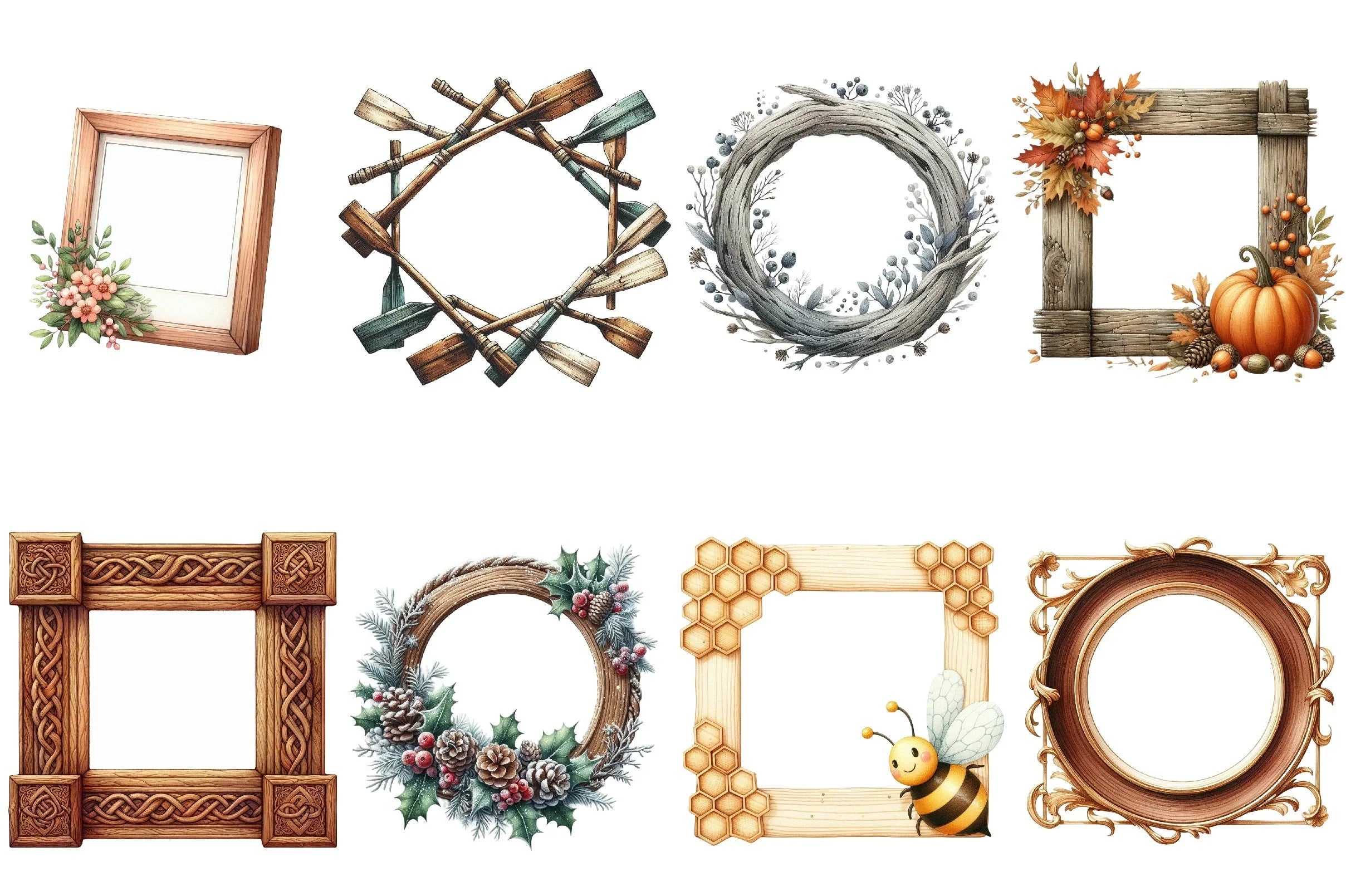 Wooden Frame Clipart Bundle - CraftNest - Digital Crafting and Art