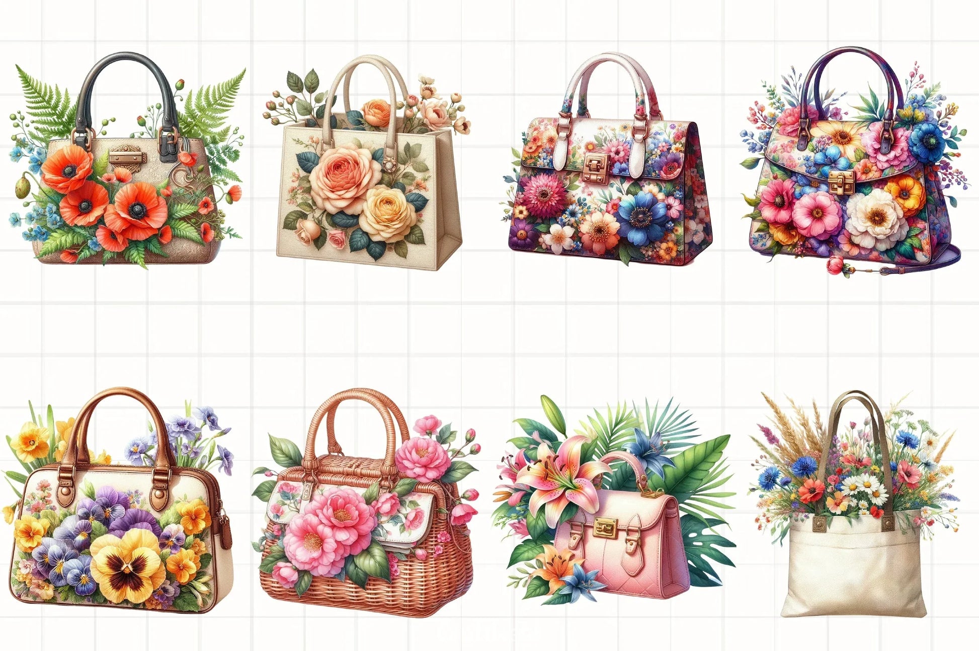 Flower Handbags Clipart Bundle - CraftNest - Digital Crafting and Art