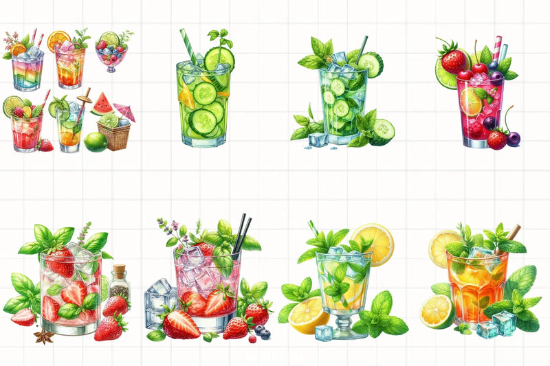 Summer Cocktails Clipart Bundle - CraftNest - Digital Crafting and Art
