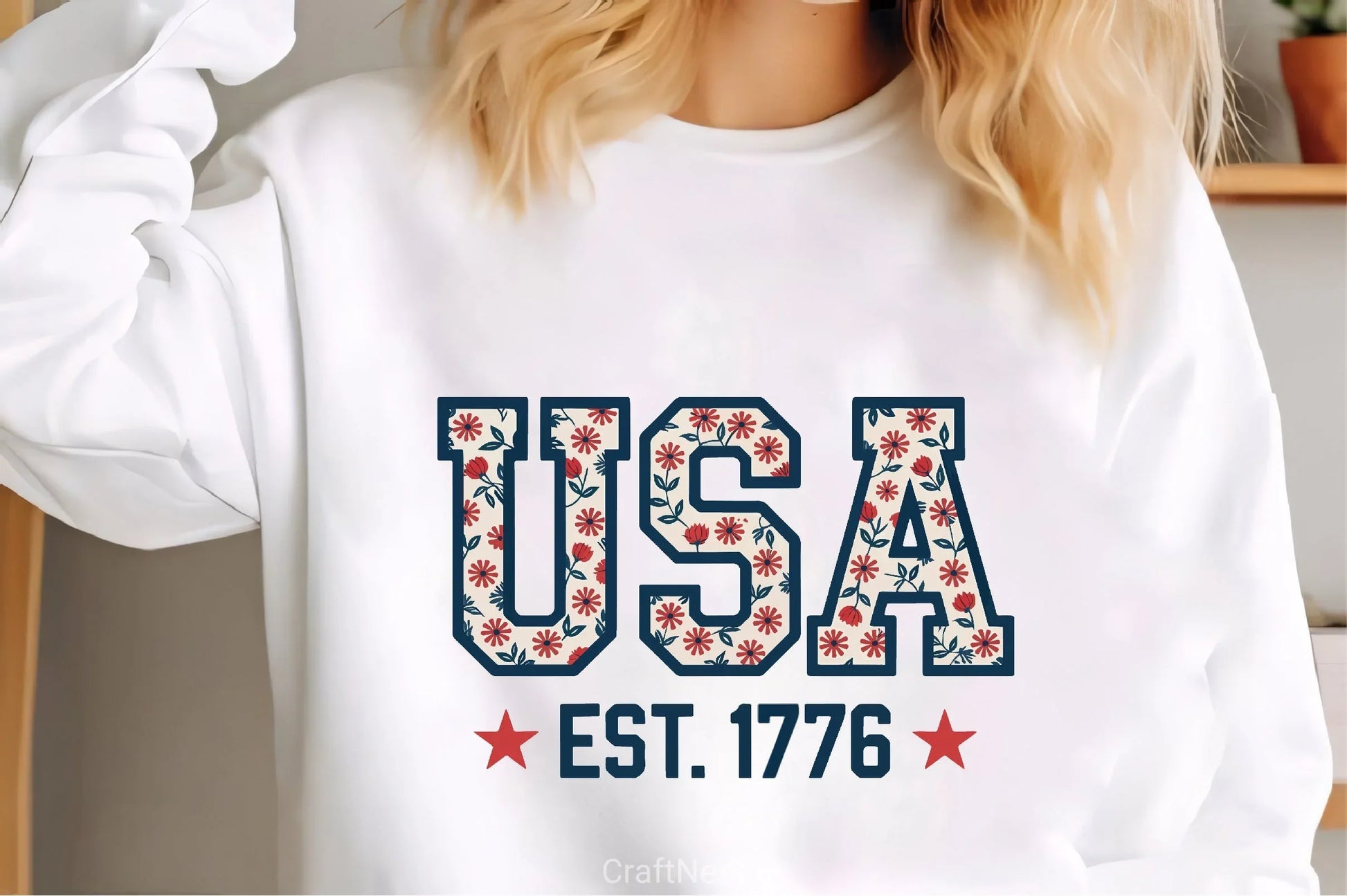 USA Floral Design Patriotic Flag Clipart Bundle - CraftNest - Digital Crafting and Art