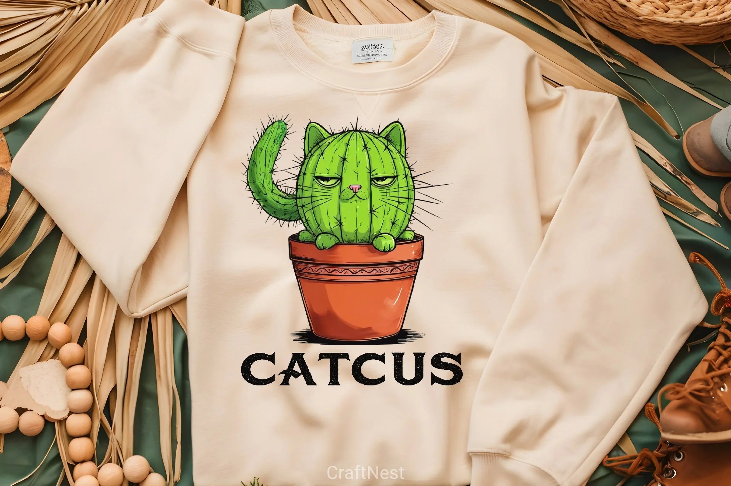 Catcus Funny Cactus Cat Clipart Bundle - CraftNest - Digital Crafting and Art