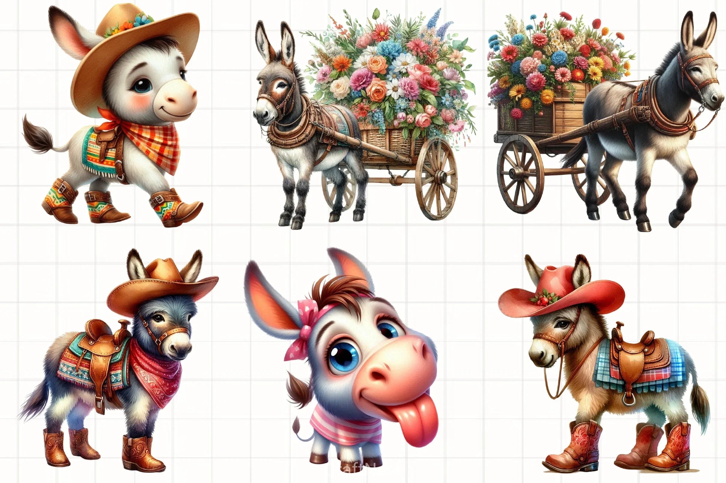Farm Donkey Clipart Bundle - CraftNest - Digital Crafting and Art