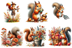 Autumn Squirrels Garden Clipart Bundle - CraftNest - Digital Crafting and Art