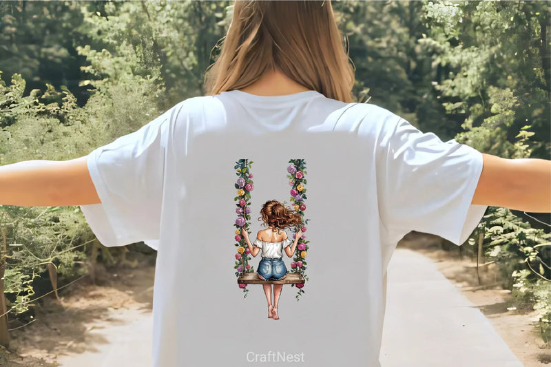 Girl on Swing Clipart Bundle - CraftNest - Digital Crafting and Art