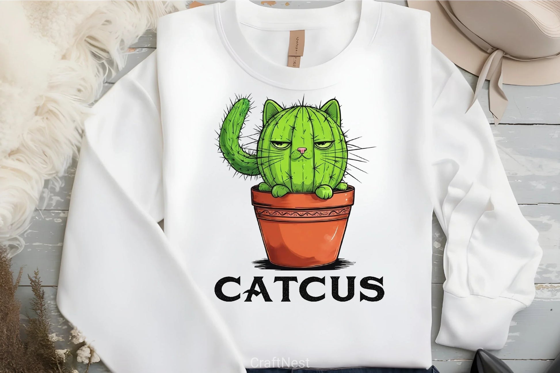 Catcus Funny Cactus Cat Clipart Bundle - CraftNest - Digital Crafting and Art