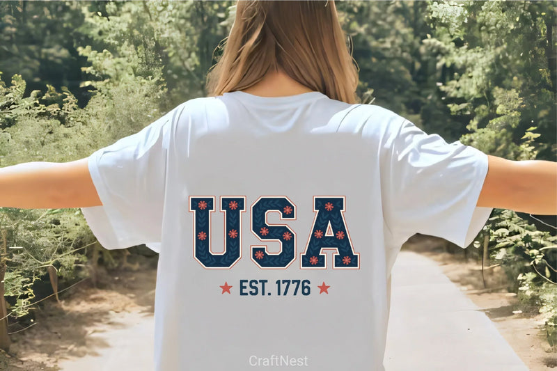 USA Floral Design Patriotic Tee Clipart Bundle - CraftNest - Digital Crafting and Art