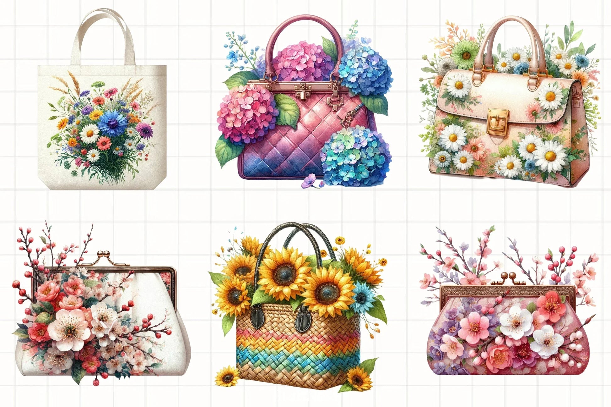 Flower Handbags Clipart Bundle - CraftNest - Digital Crafting and Art
