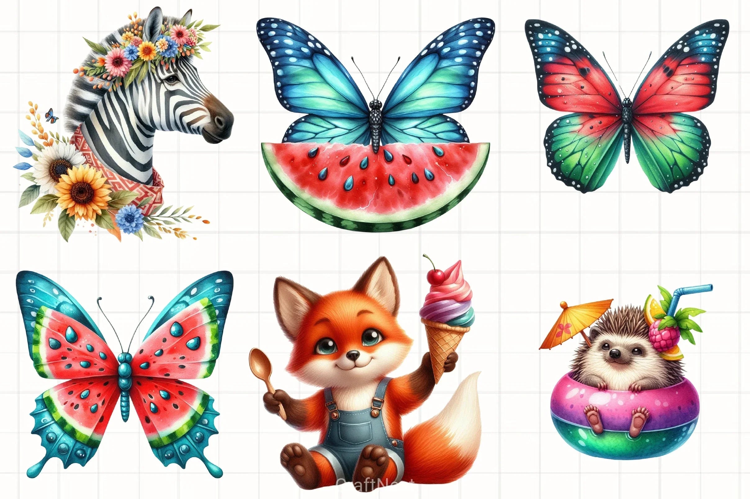 Summer Animals Clipart Bundle - CraftNest - Digital Crafting and Art