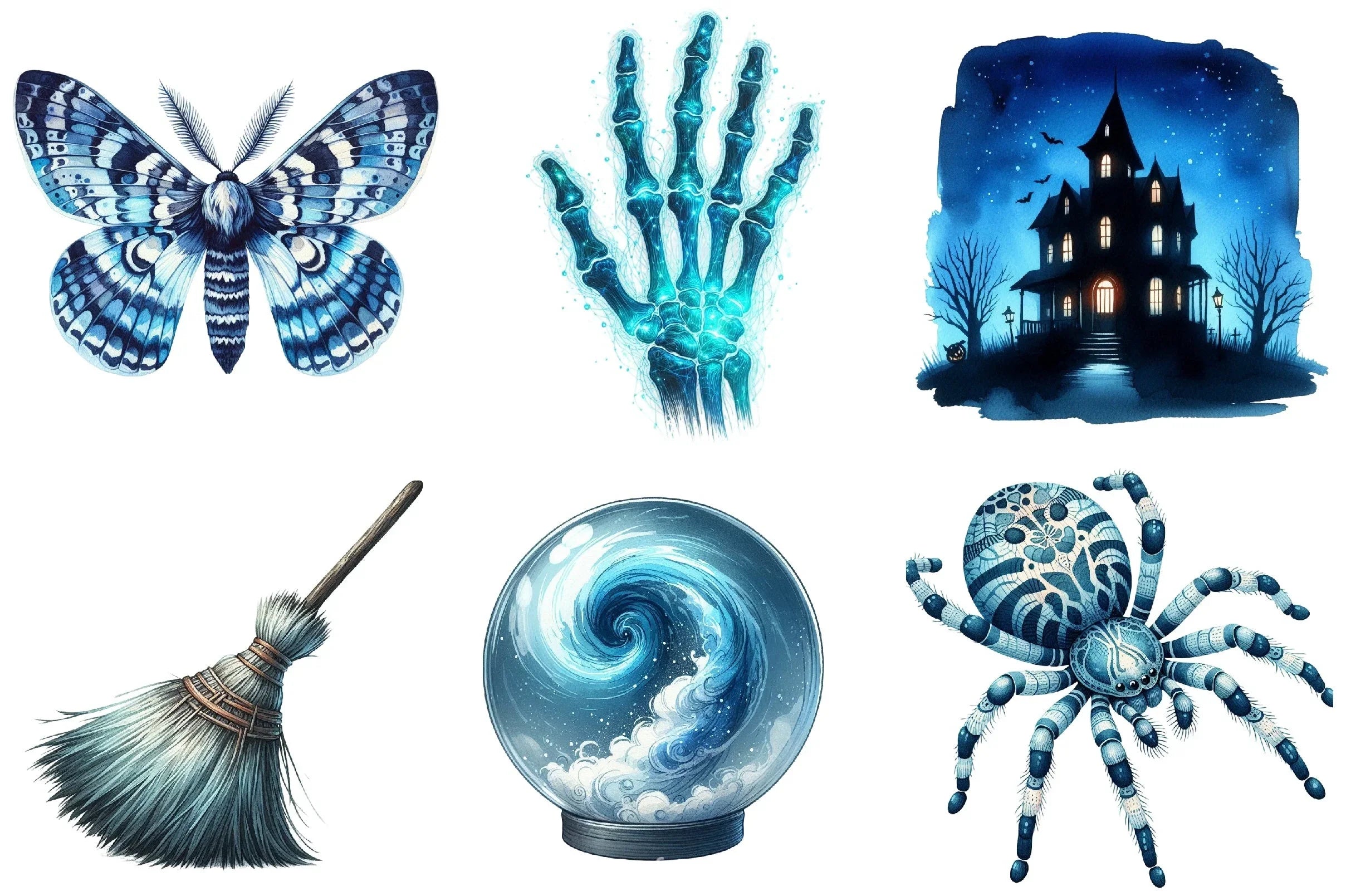 Blue Halloween Clipart Bundle 3 - CraftNest - Digital Crafting and Art