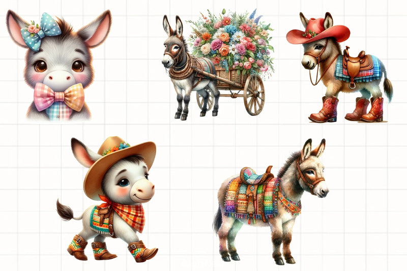 Farm Donkey Clipart Bundle - CraftNest - Digital Crafting and Art