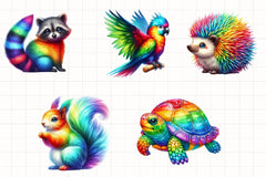 Rainbow Painted Animal Clipart Bundle - CraftNest - Digital Crafting and Art