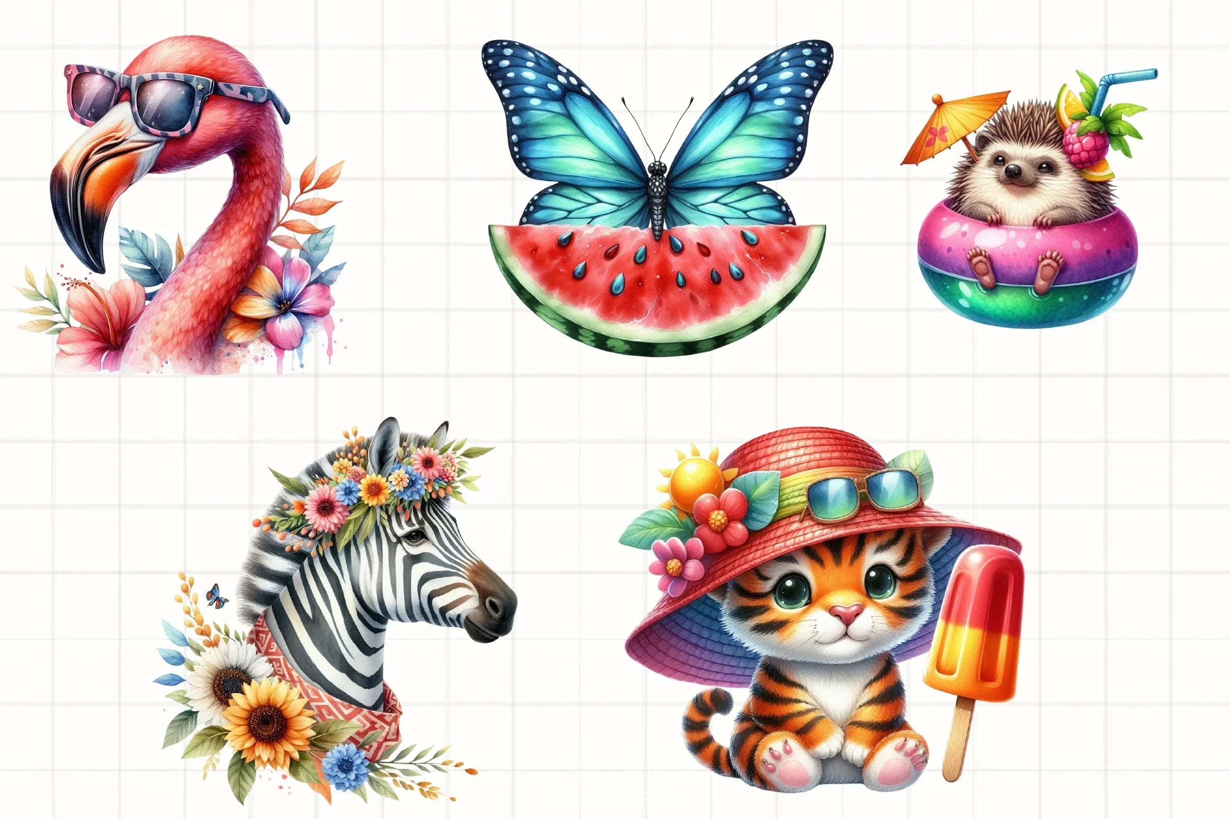 Summer Animals Clipart Bundle - CraftNest - Digital Crafting and Art