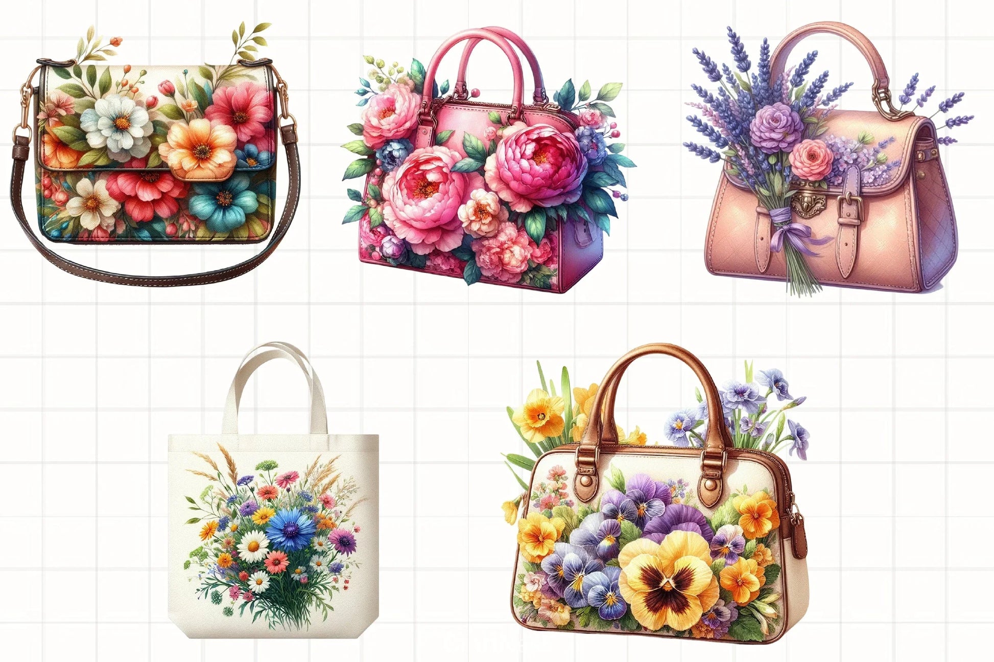Flower Handbags Clipart Bundle - CraftNest - Digital Crafting and Art