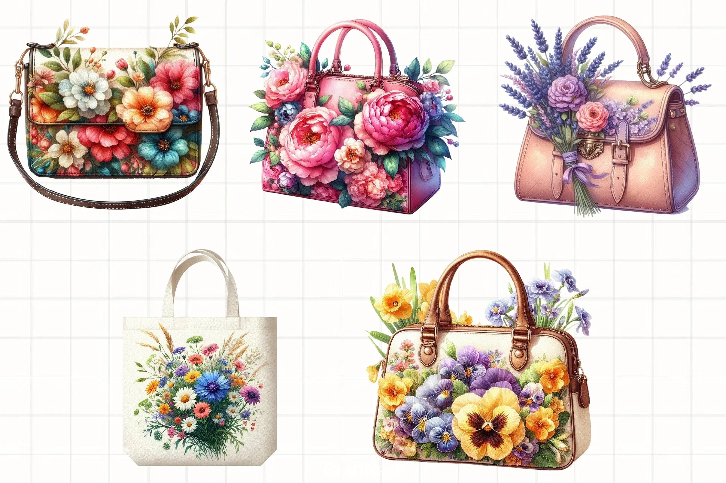 Flower Handbags Clipart Bundle - CraftNest - Digital Crafting and Art